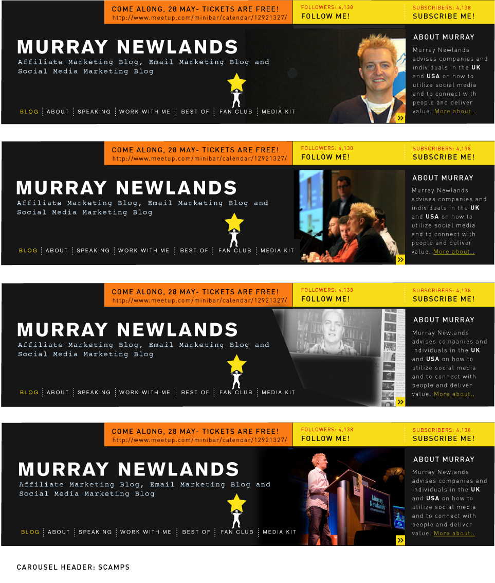 Headers for MurrayNewlands.com Redesign by Katja Garrood of Brand Watch